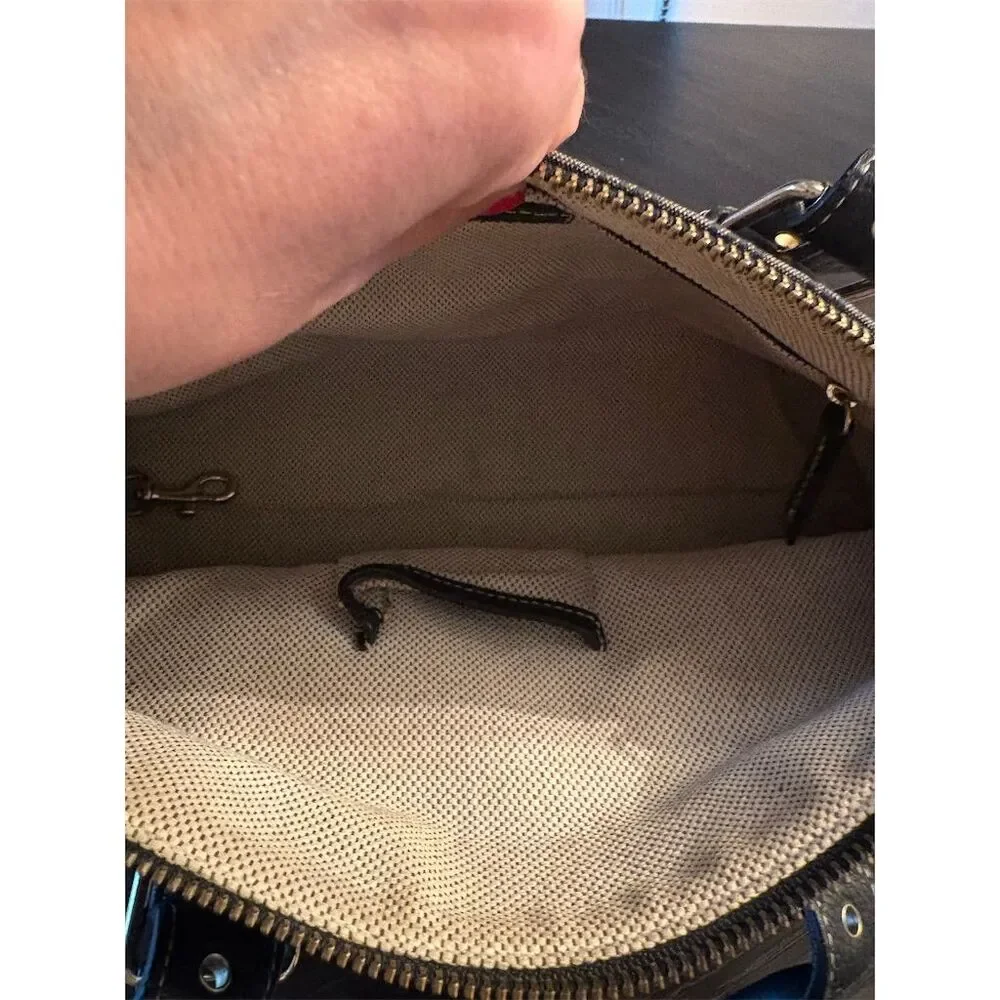 Dooney & Bourke Vintage Classic Women's Monogram Canvas Shoulder Bag Black/Gray - Picture 10 of 11